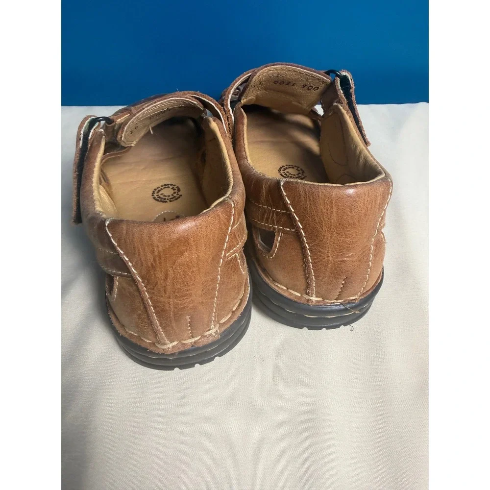 Naufrago Brown Leather Fisherman Sandals Mens Closed Toe Strap M6.5 W 8